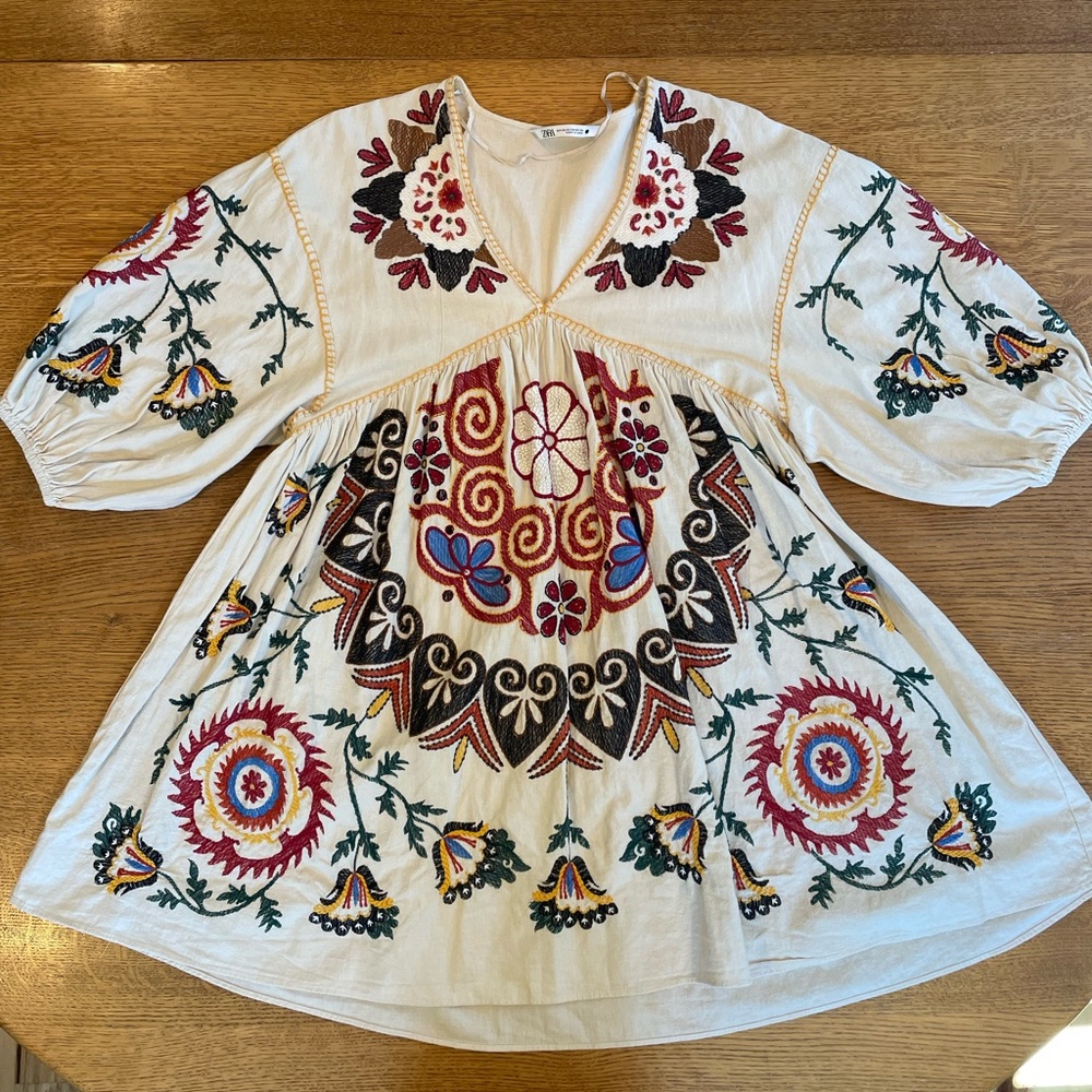 Zara embroidered dress